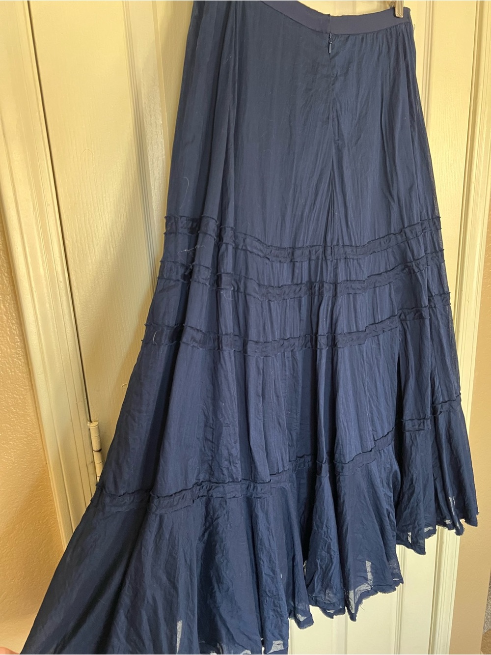 Lauren Ralph Lauren Navy Tiered Ruffle Maxi Skirt 14 100% Cotton - Picture 7 of 8